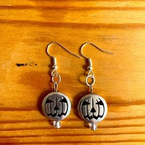 Handmade Silver Halloween Pumpkin Earrings